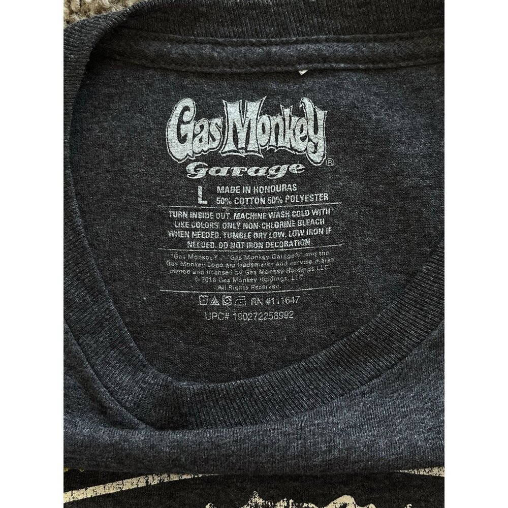 Gas Monkey Garage Size L Gray Shirt Cars Motorcycles Auto Texas - Picture 3 of 3